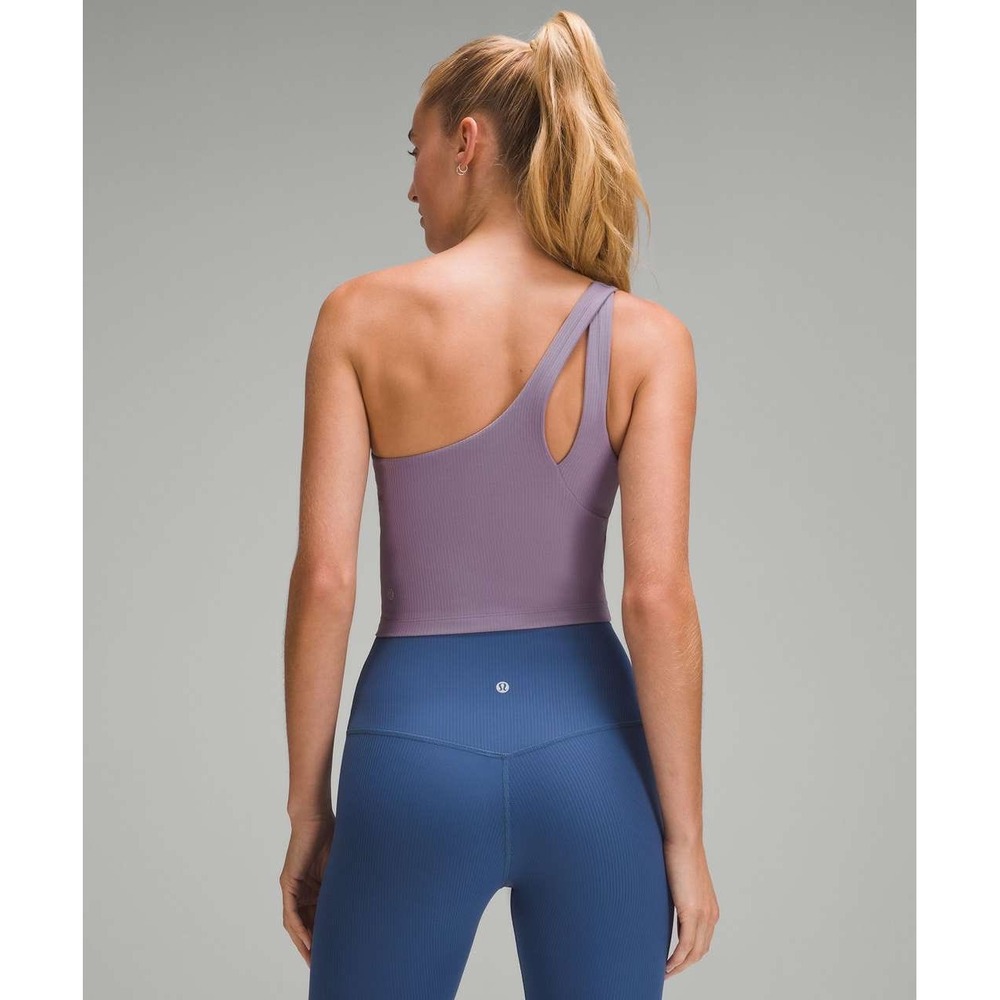 Lululemon Ribbed Nulu Asymmetrical Yoga Tank Top Purple Ash Size‎ 10 LW1ERPS